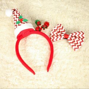 Christmas Candy Cane Headband & Bow Set